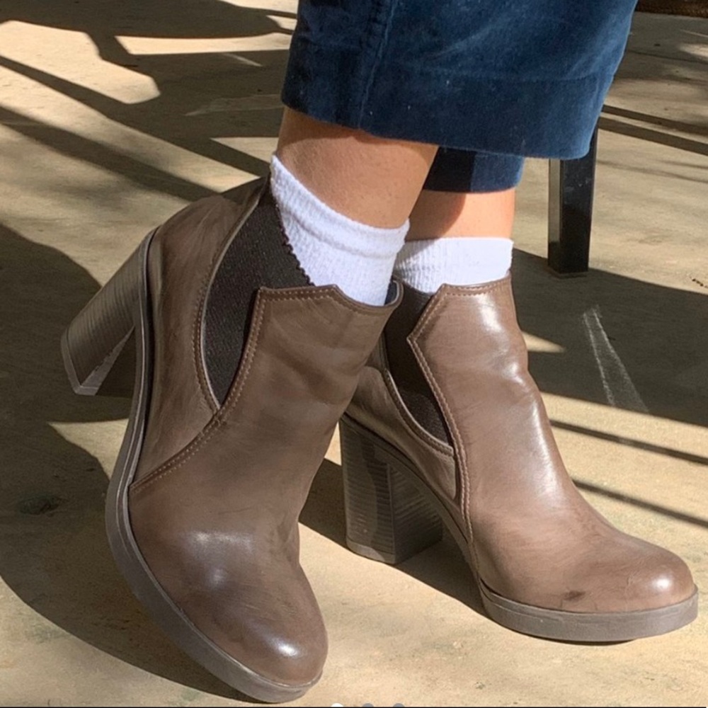 Chunky Brown Italian Leather Booties